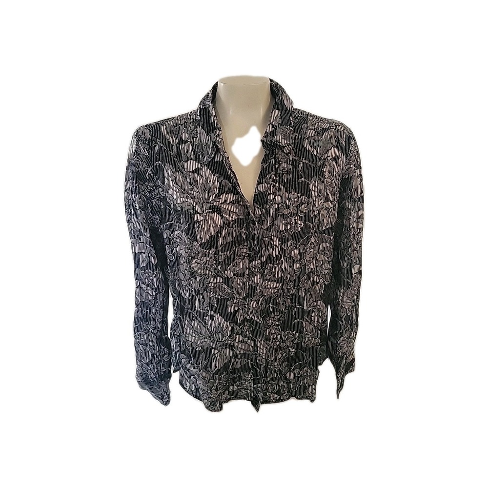 COLDWATER CREEK Long Sleeve Lightweight Button Down Floral Officecore Blouse L